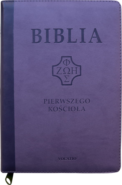 Biblia pierwszego Kościoła eko-skóra PU zamek index złoto fiolet