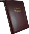 Uwspółcześniona Biblia Gdańska UBG A6 mała gładka skóra zamek złoto bordo